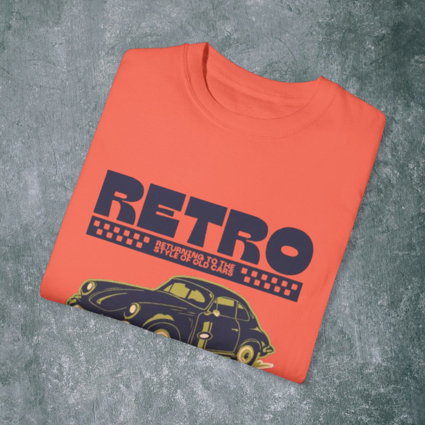 Retro Style Unisex Garment-Dyed T-Shirt - Vintage Car Design