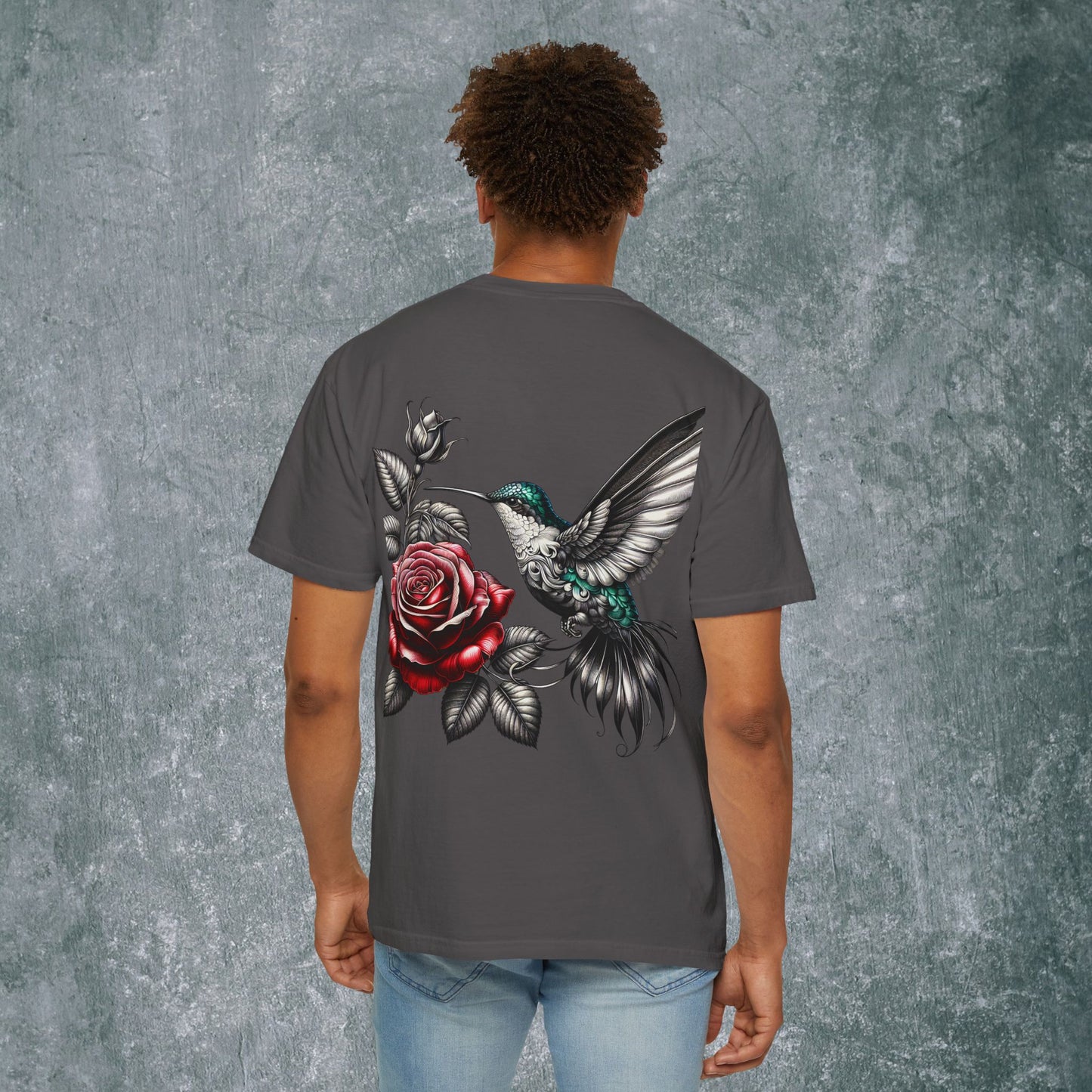 Vintage Floral Hummingbird T-Shirt - With Back Print