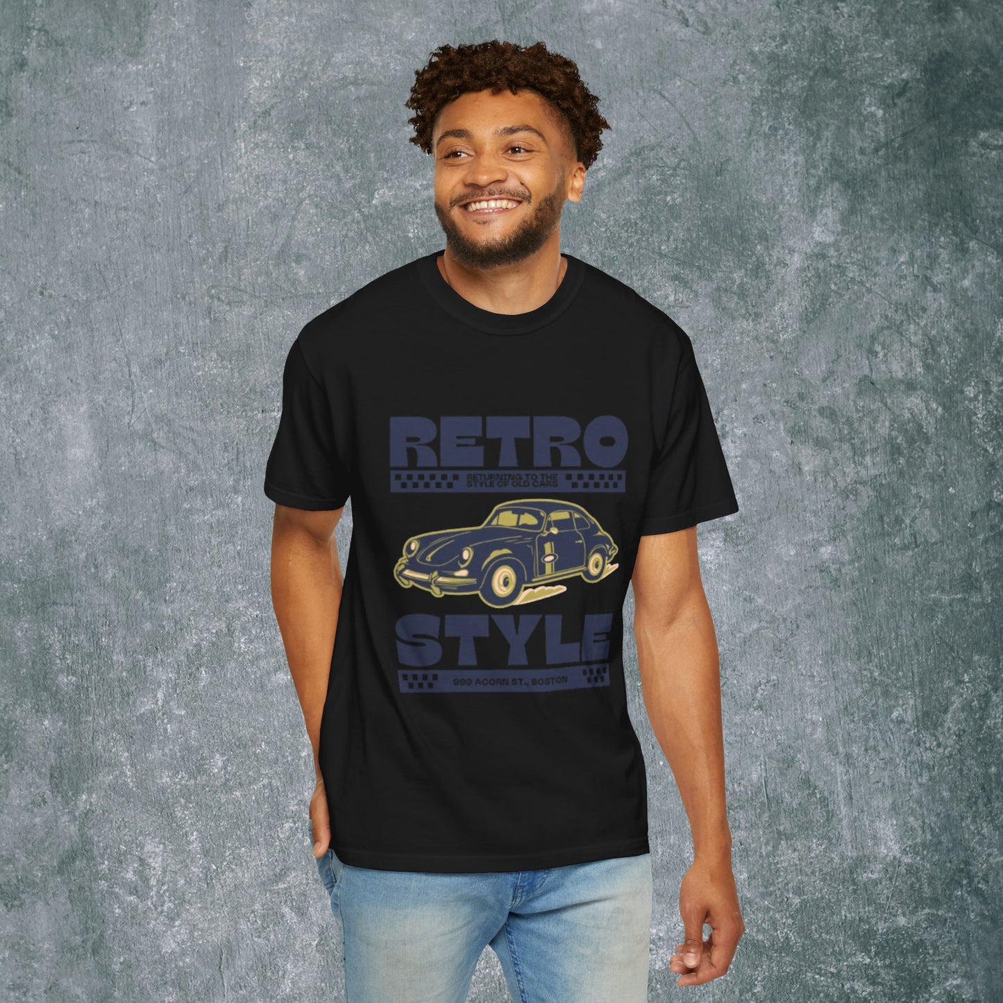 Retro Style Unisex Garment-Dyed T-Shirt - Vintage Car Design