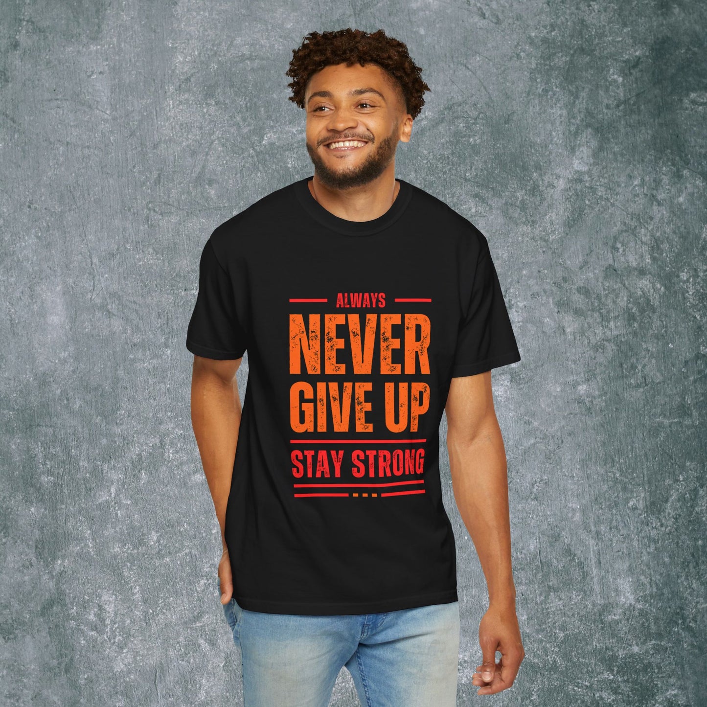 Garment-Dyed T-shirt with Bold Lines Design