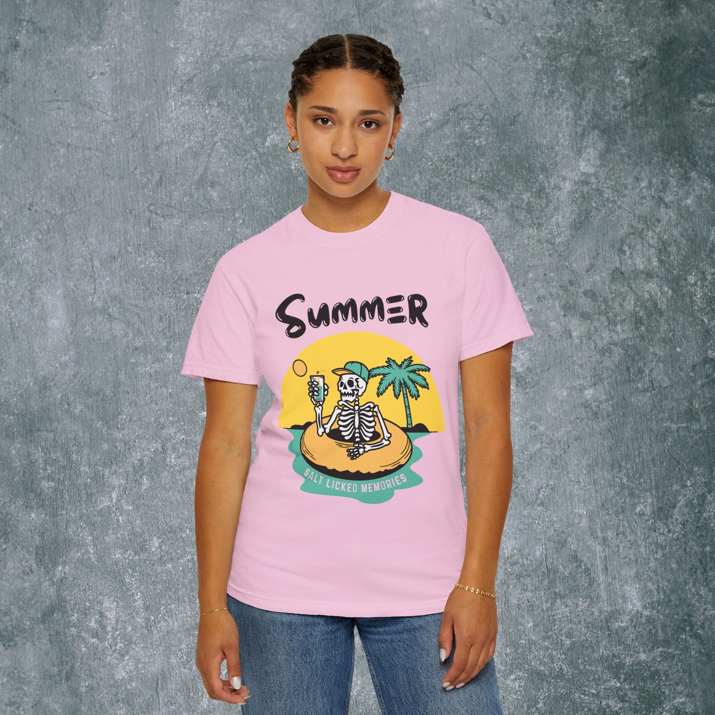 Vintage Summer Skeleton T-shirt - Salt Licked Memories - Unisex Garment-Dyed Tee