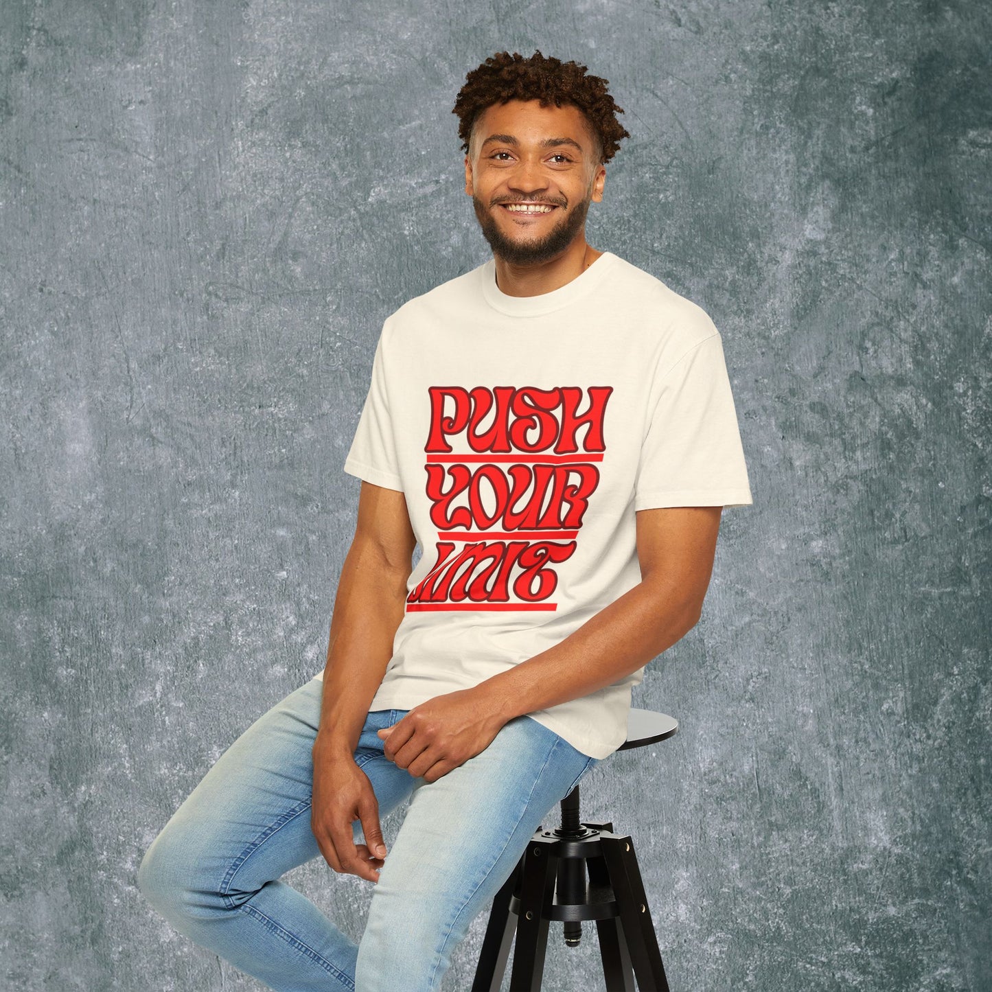 Motivational Unisex Garment-Dyed T-Shirt - 'Push Your Limit'
