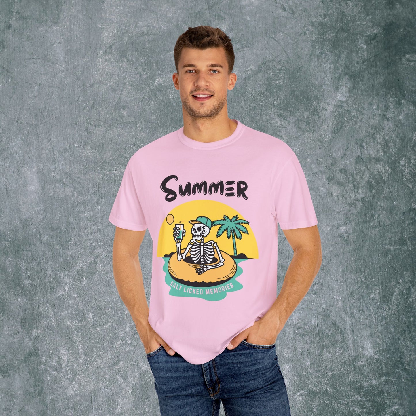 Vintage Summer Skeleton T-shirt - Salt Licked Memories - Unisex Garment-Dyed Tee
