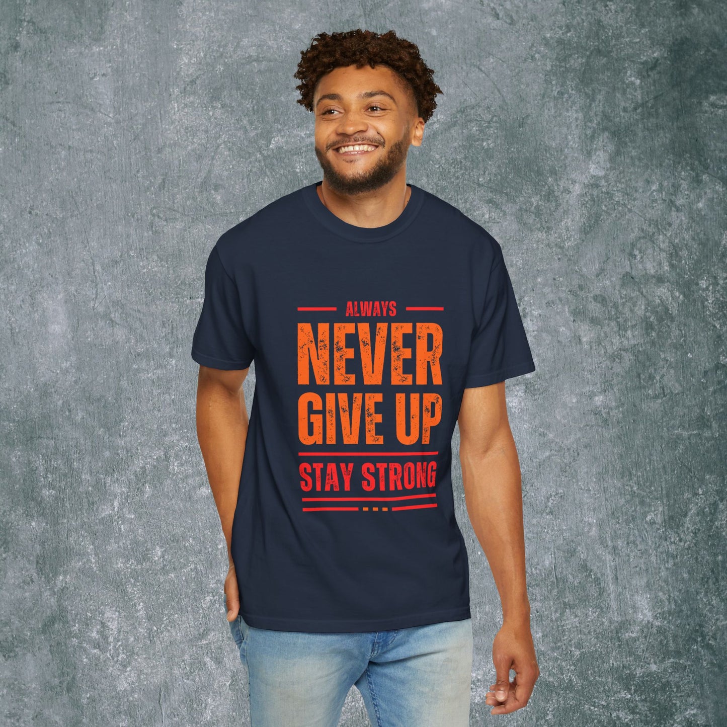 Garment-Dyed T-shirt with Bold Lines Design