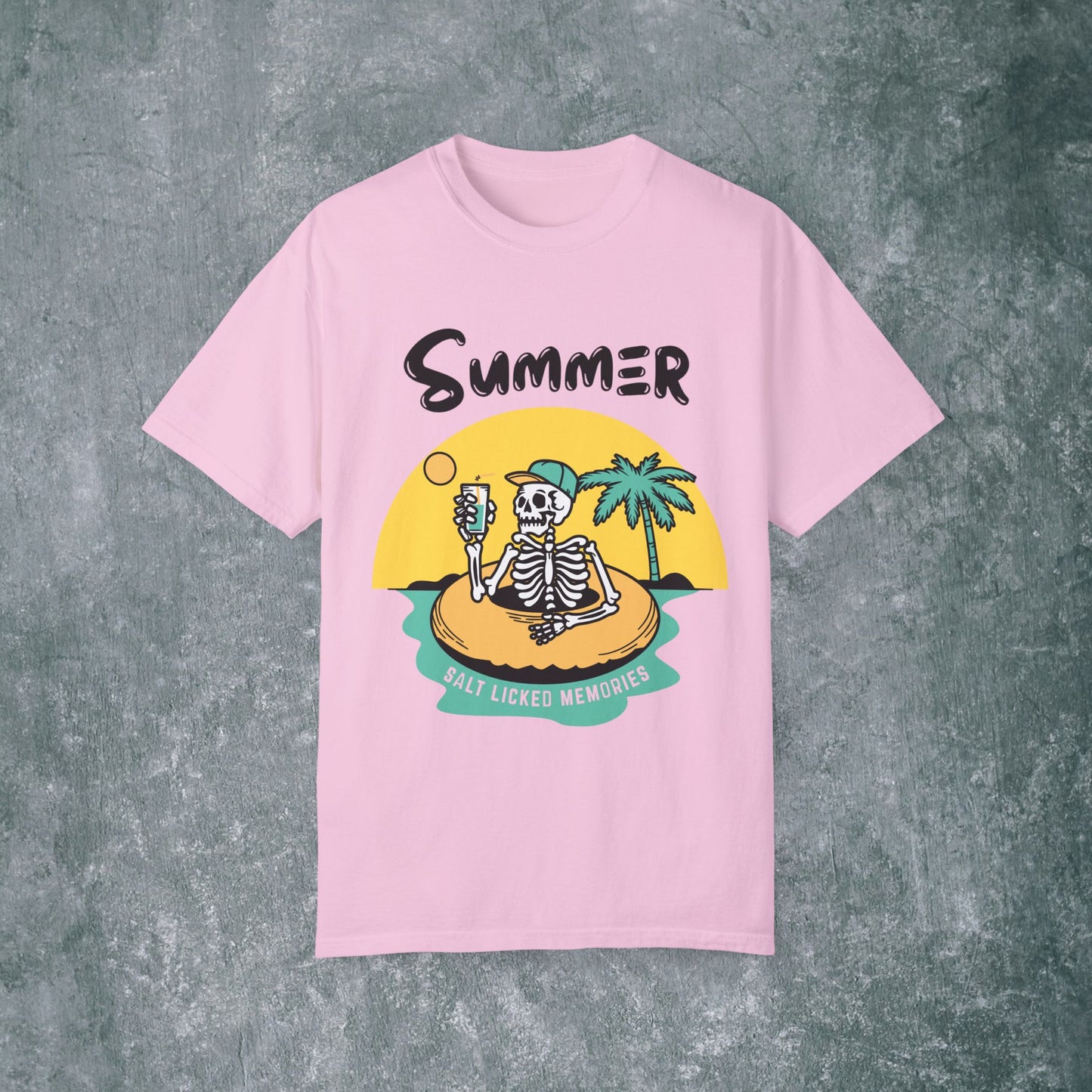 Vintage Summer Skeleton T-shirt - Salt Licked Memories - Unisex Garment-Dyed Tee
