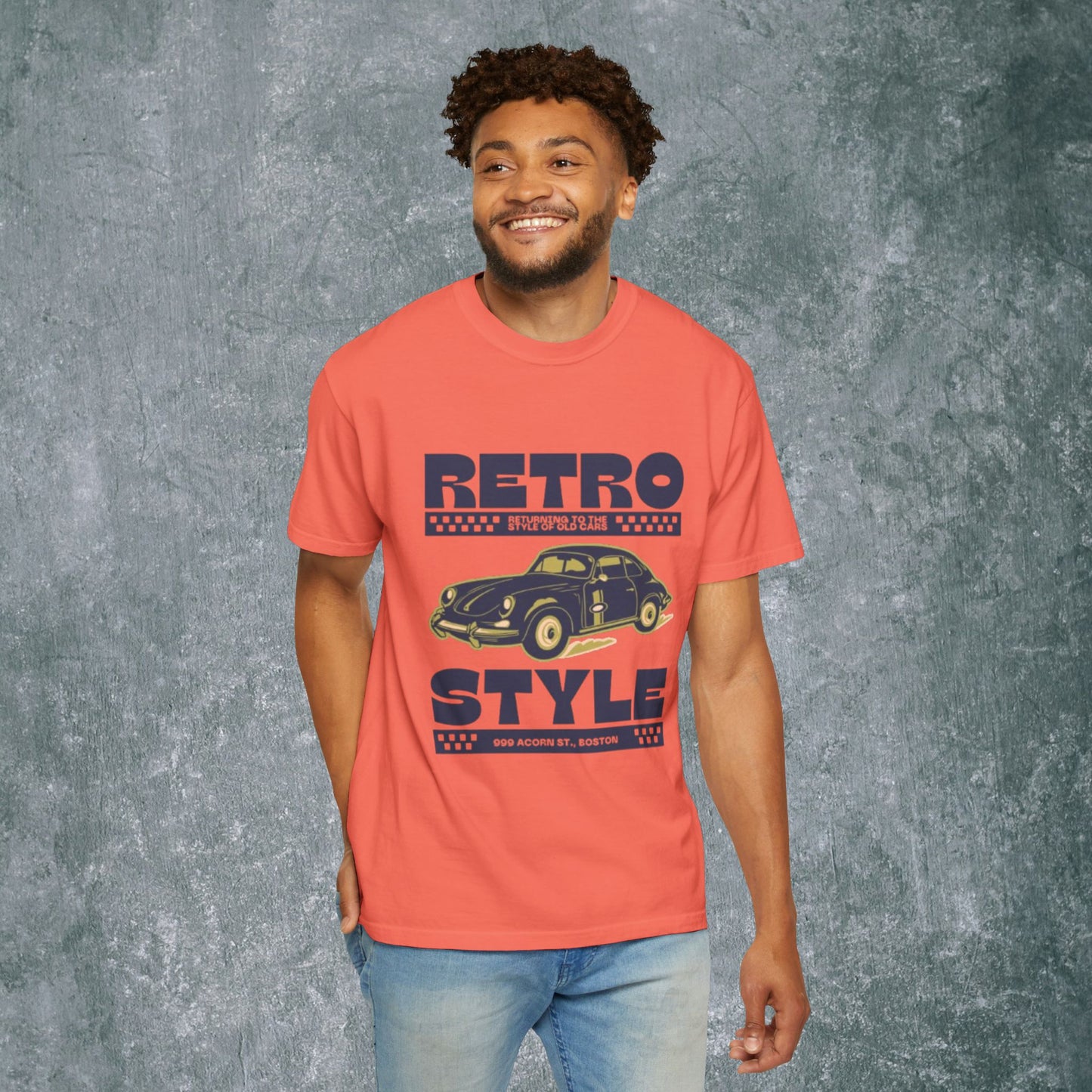 Retro Style Unisex Garment-Dyed T-Shirt - Vintage Car Design