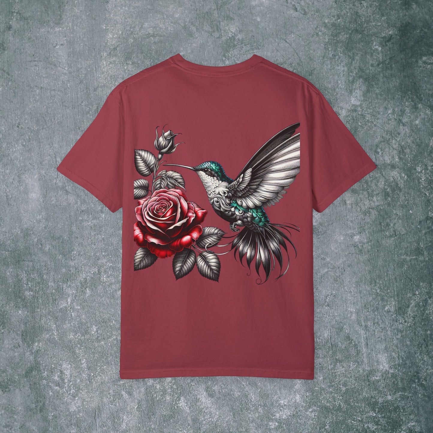 Vintage Floral Hummingbird T-Shirt - With Back Print