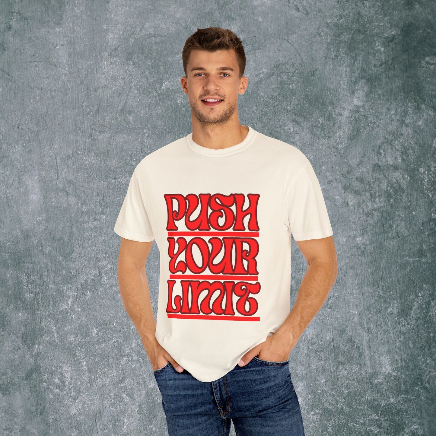 Motivational Unisex Garment-Dyed T-Shirt - 'Push Your Limit'