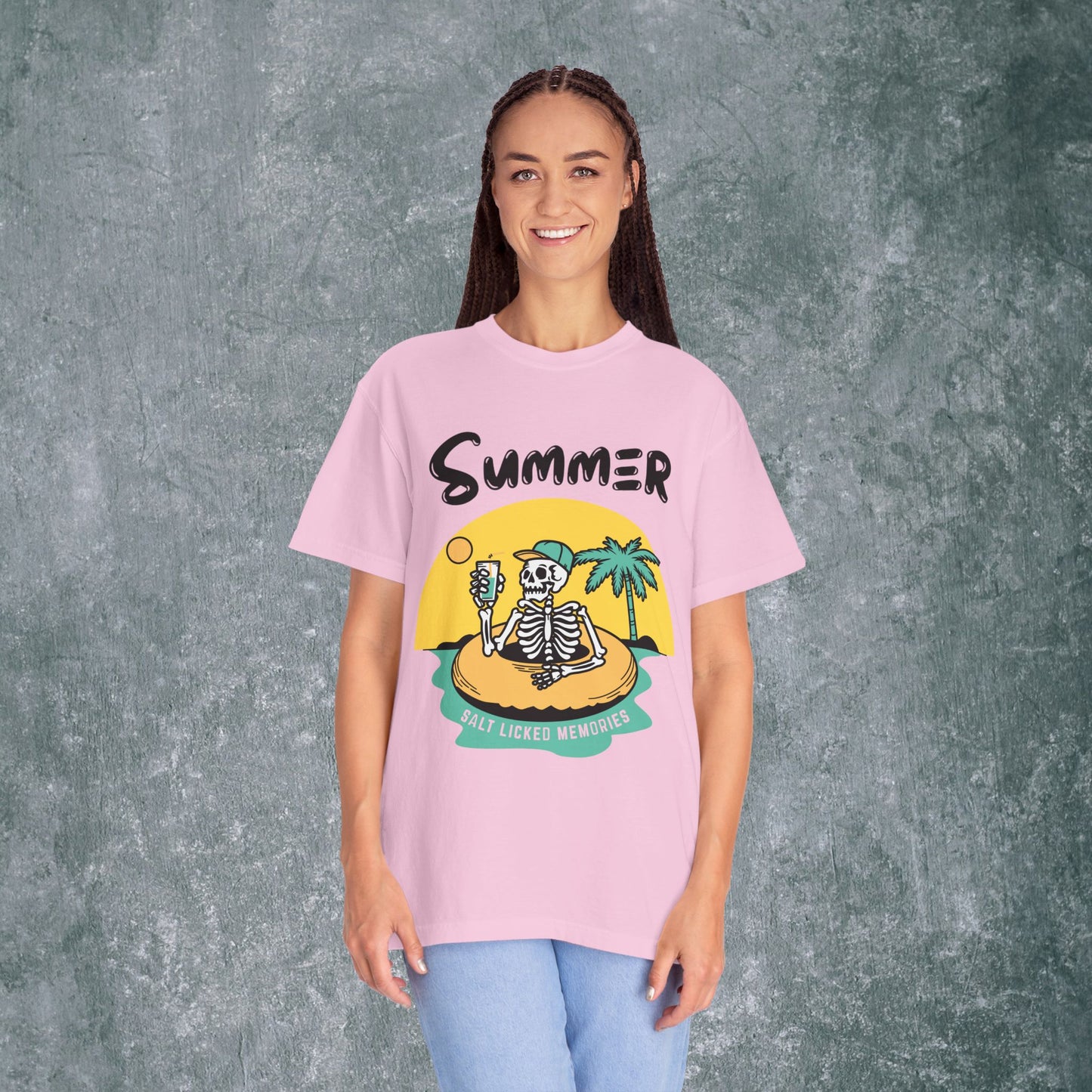 Vintage Summer Skeleton T-shirt - Salt Licked Memories - Unisex Garment-Dyed Tee