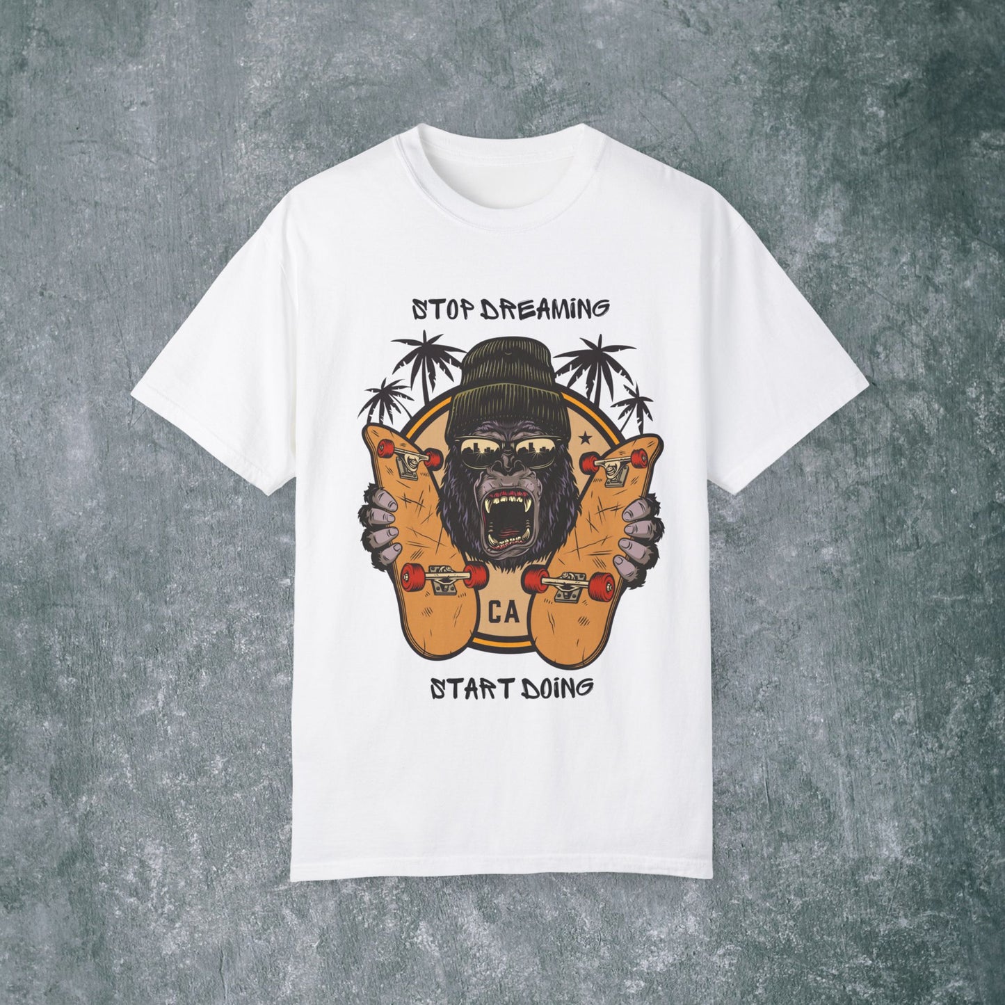 Unisex Garment-Dyed T-Shirt with Motivational Gorilla Design