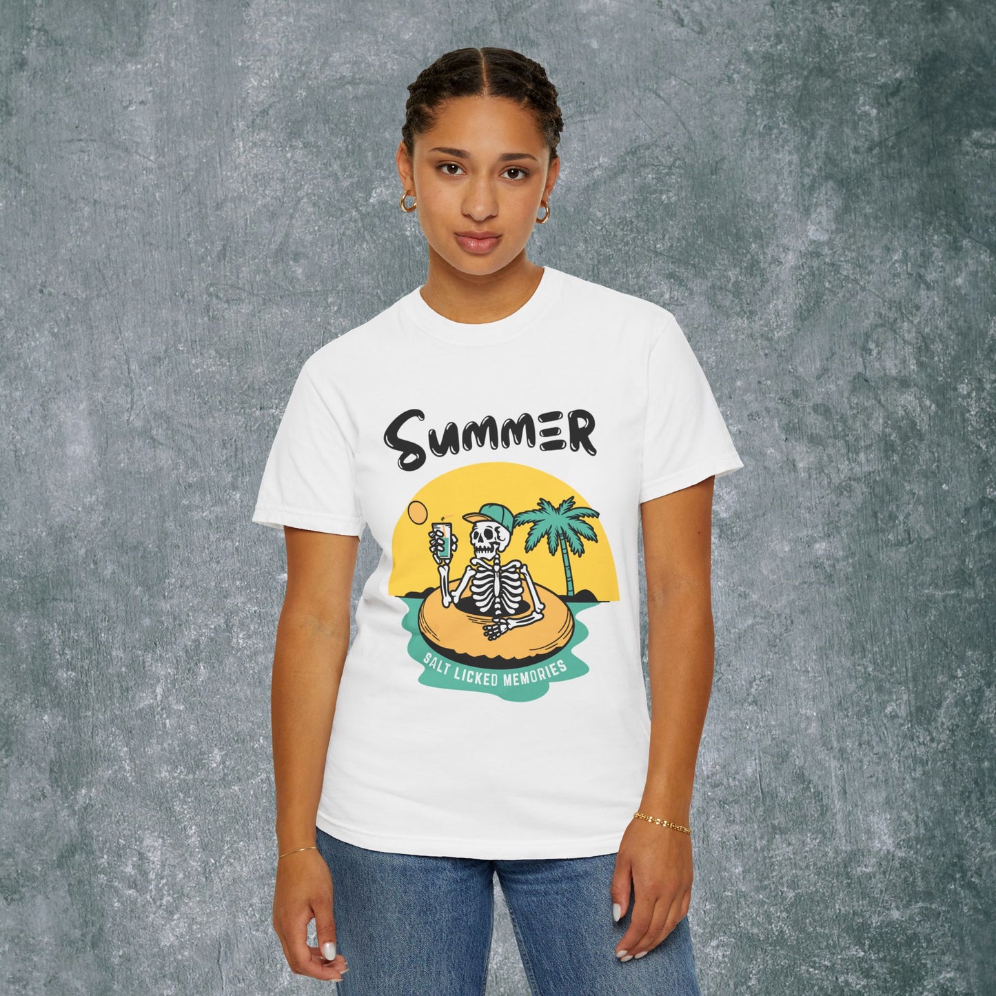 Vintage Summer Skeleton T-shirt - Salt Licked Memories - Unisex Garment-Dyed Tee
