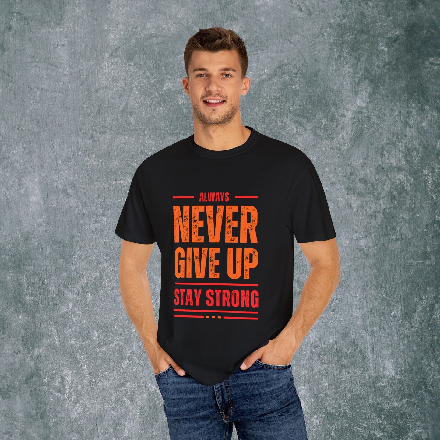 Garment-Dyed T-shirt with Bold Lines Design