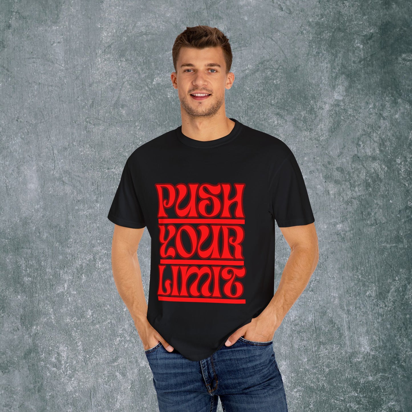 Motivational Unisex Garment-Dyed T-Shirt - 'Push Your Limit'