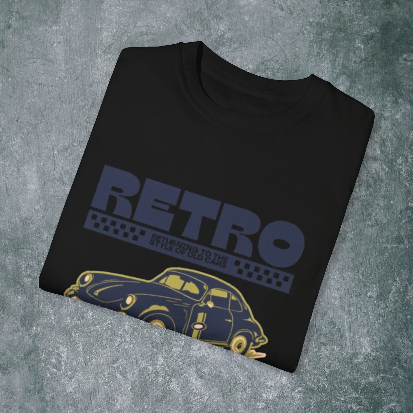Retro Style Unisex Garment-Dyed T-Shirt - Vintage Car Design