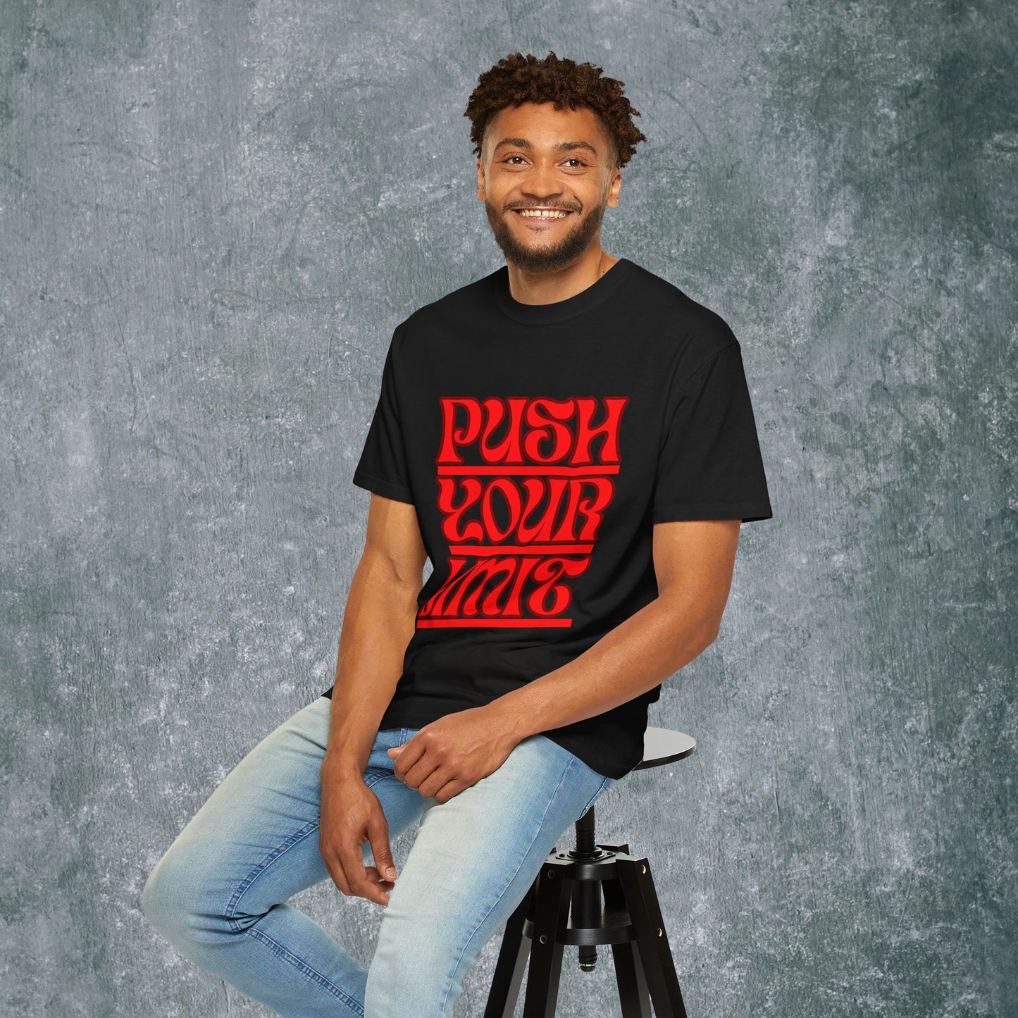 Motivational Unisex Garment-Dyed T-Shirt - 'Push Your Limit'
