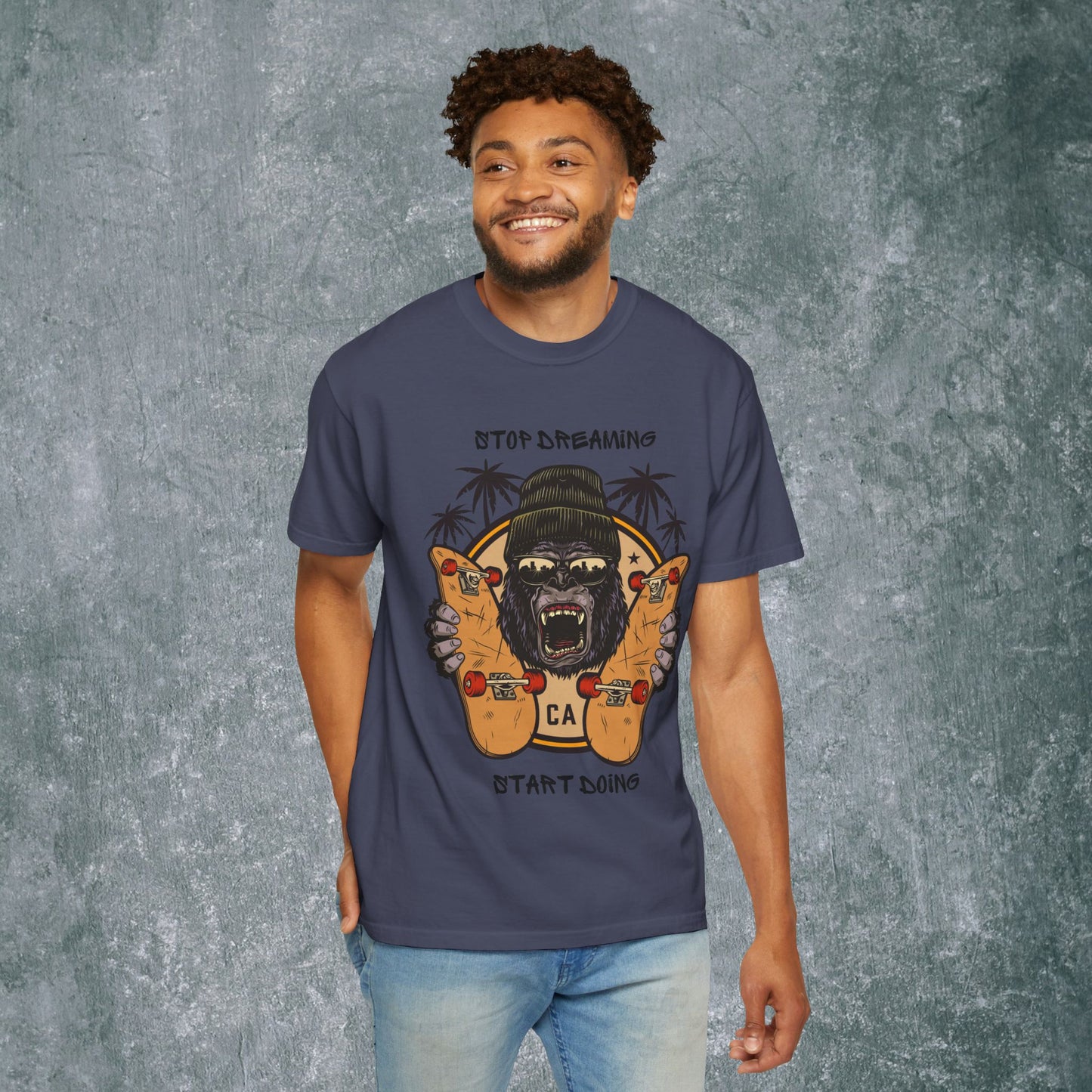 Unisex Garment-Dyed T-Shirt with Motivational Gorilla Design