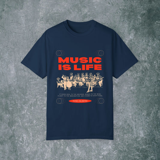 Music Is Life Unisex Garment-Dyed T-Shirt - Perfect for Music Lovers