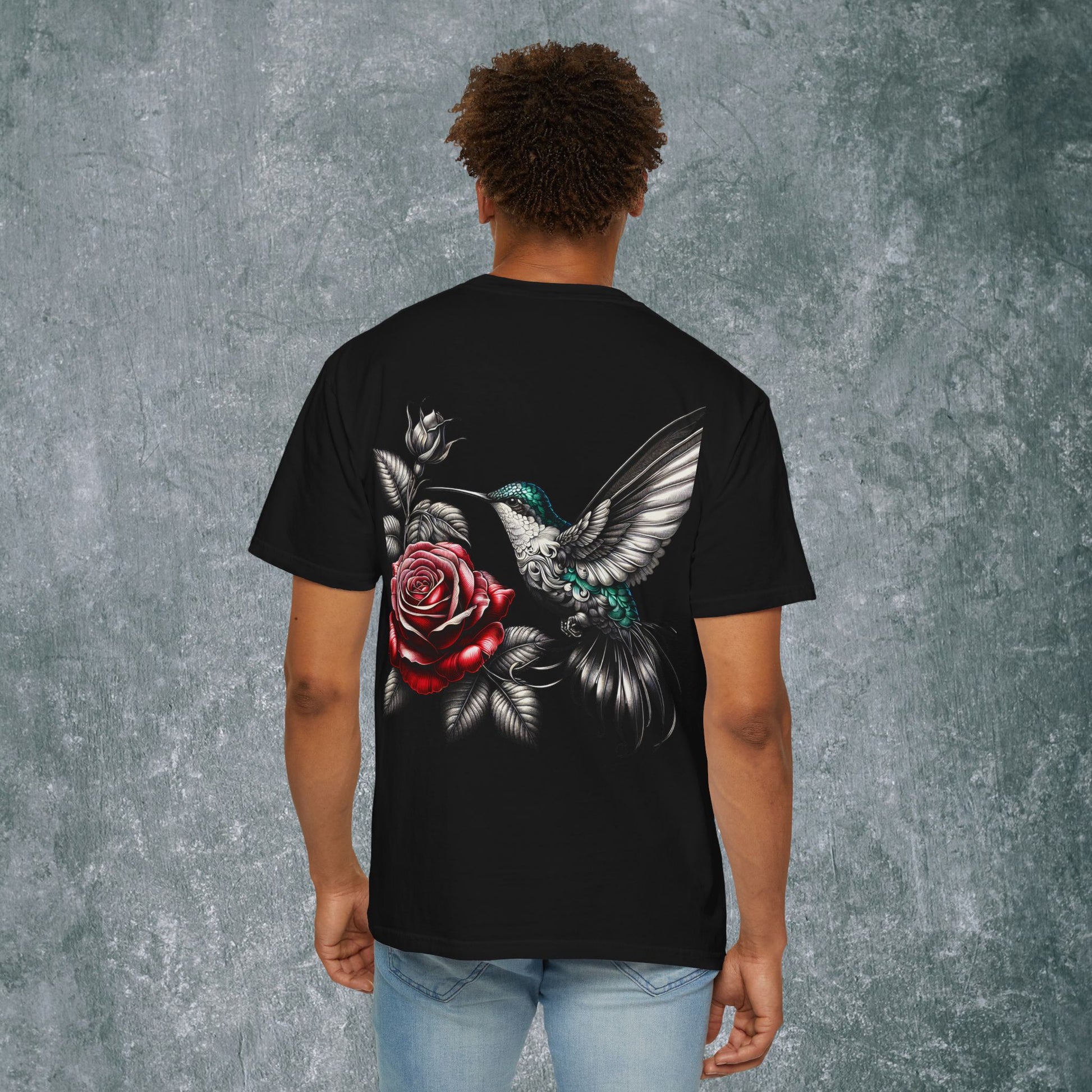 Vintage Floral Hummingbird T-Shirt - With Back Print