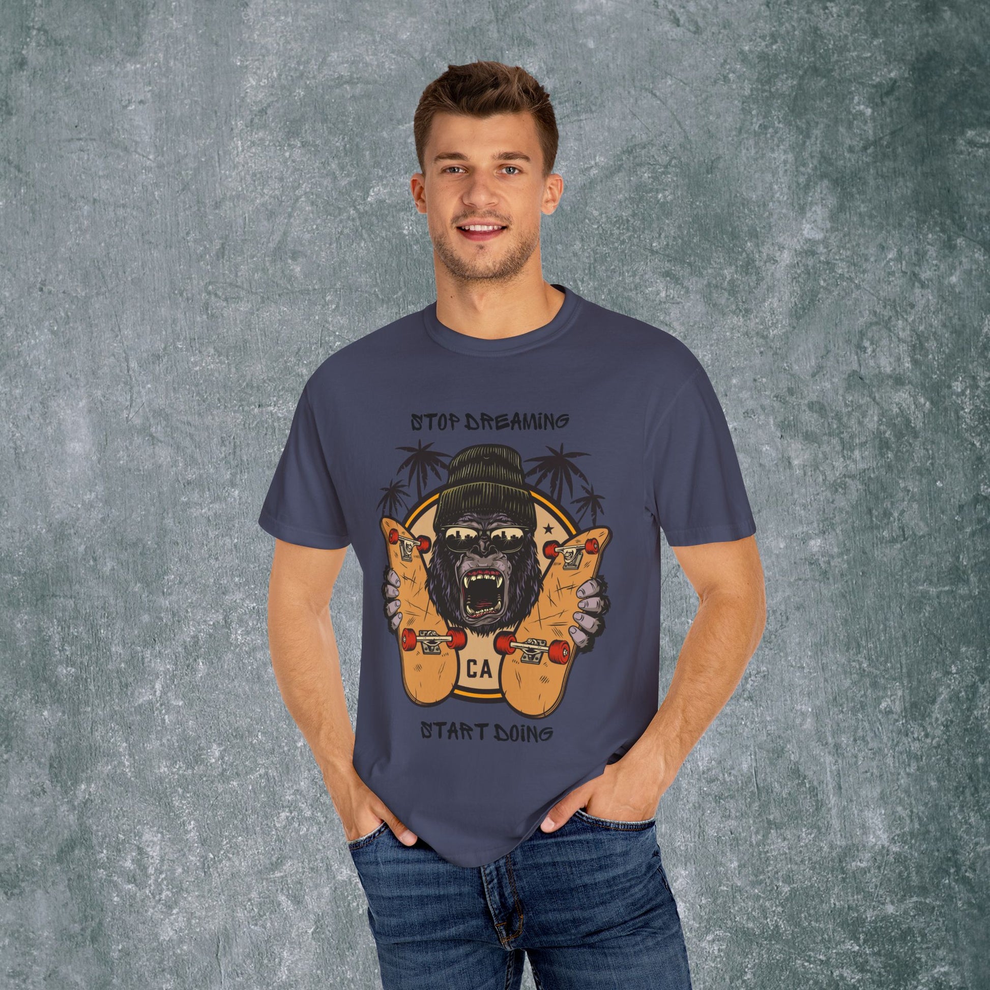 Unisex Garment-Dyed T-Shirt with Motivational Gorilla Design