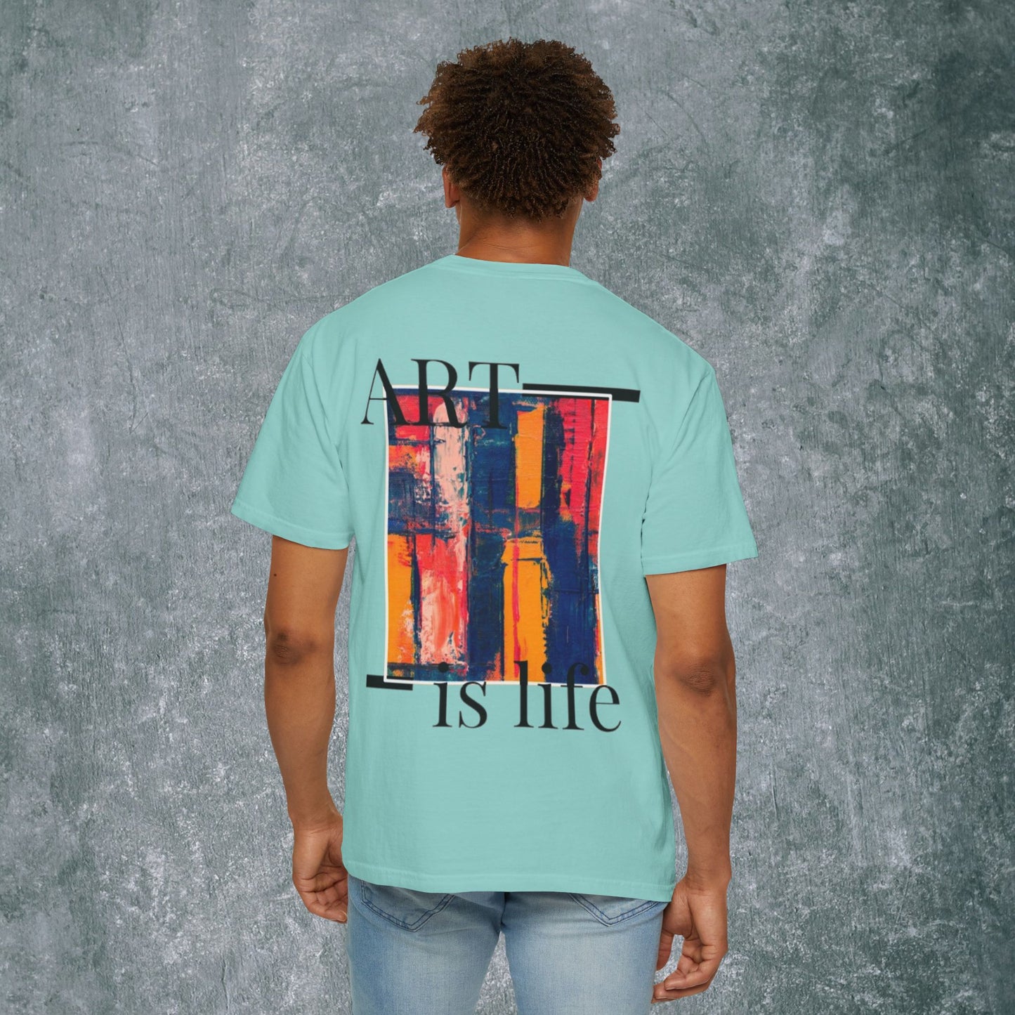 Art-Inspired Unisex Garment-Dyed T-Shirt with Back Print- 'Keep Creating Like No One's Watching'