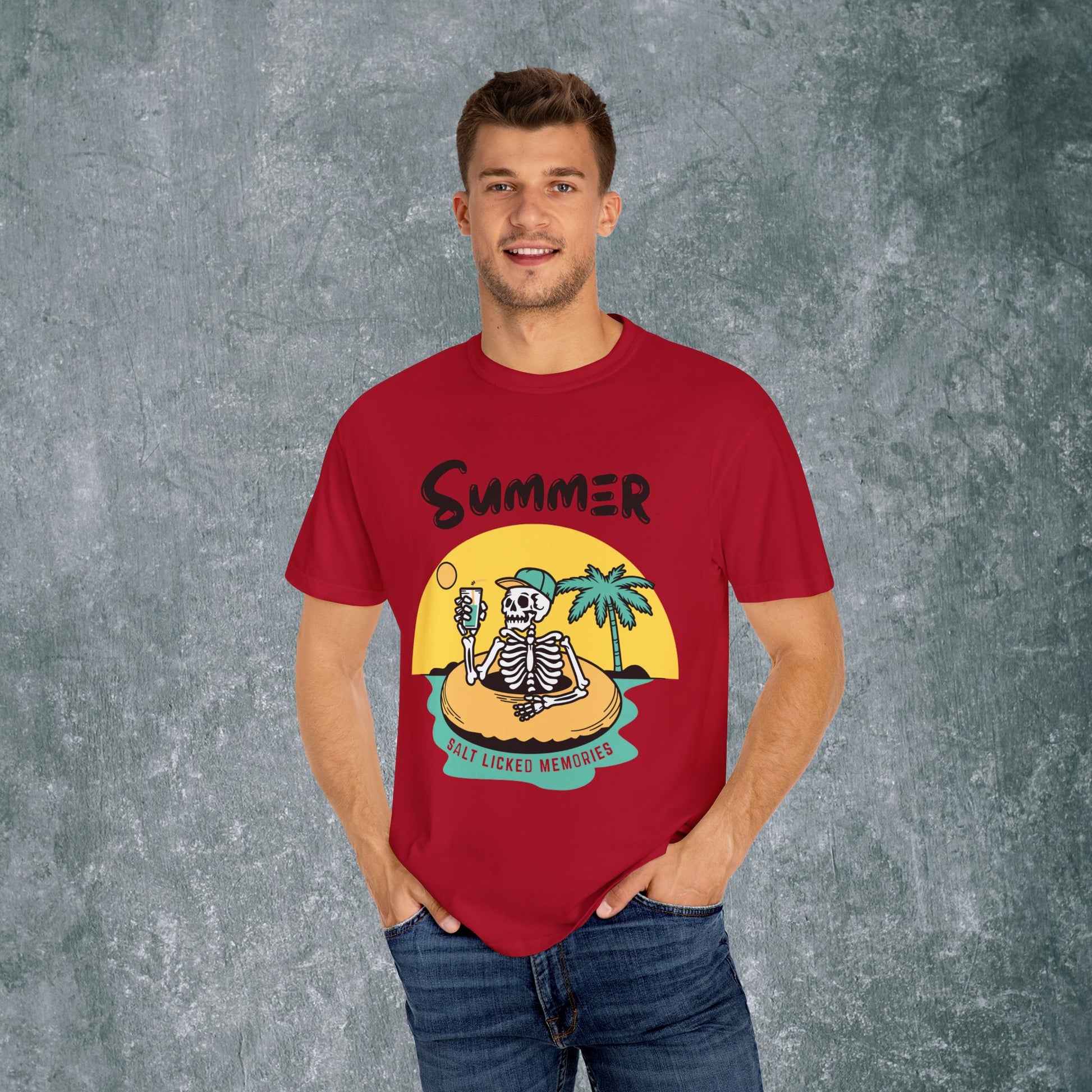 Vintage Summer Skeleton T-shirt - Salt Licked Memories - Unisex Garment-Dyed Tee