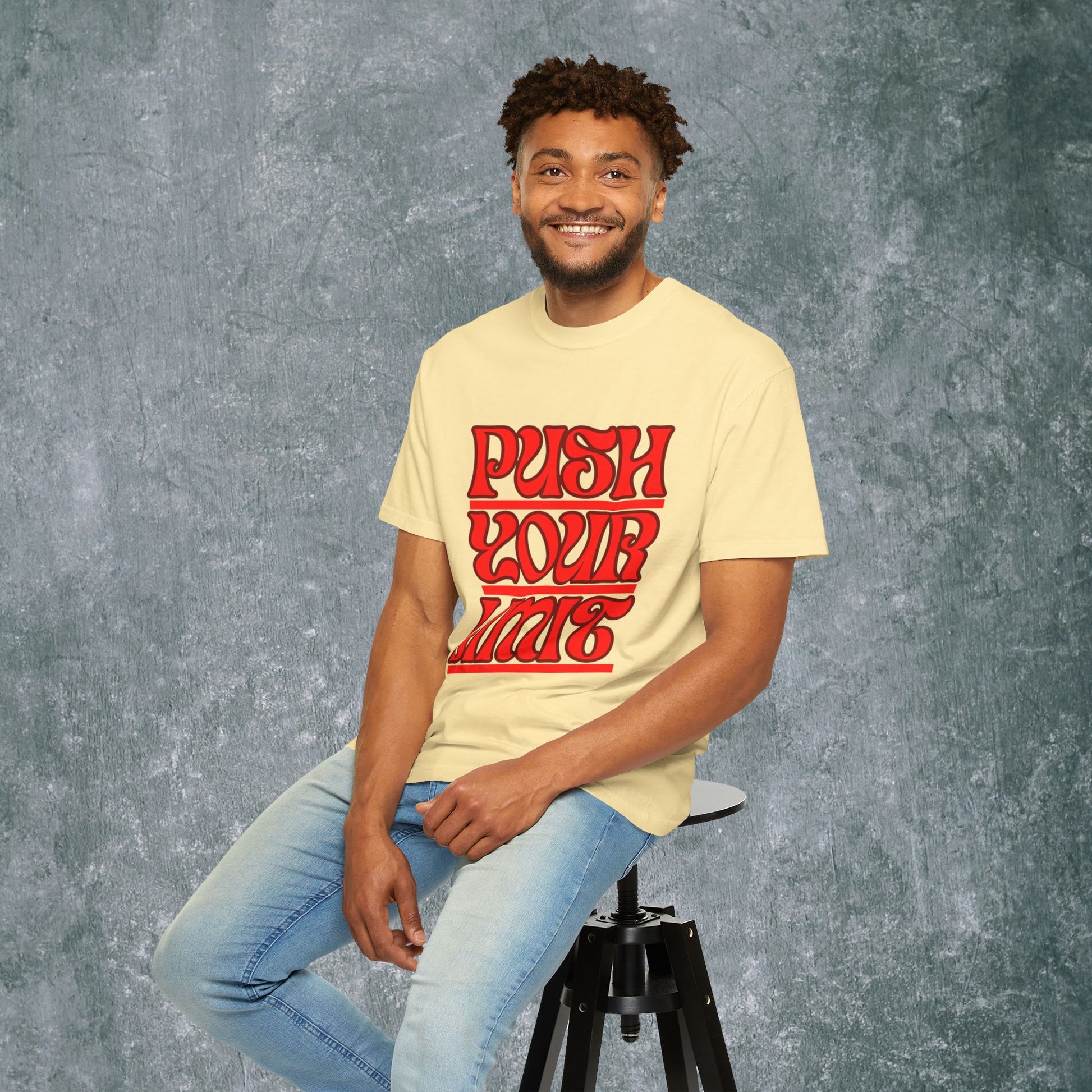 Motivational Unisex Garment-Dyed T-Shirt - 'Push Your Limit'