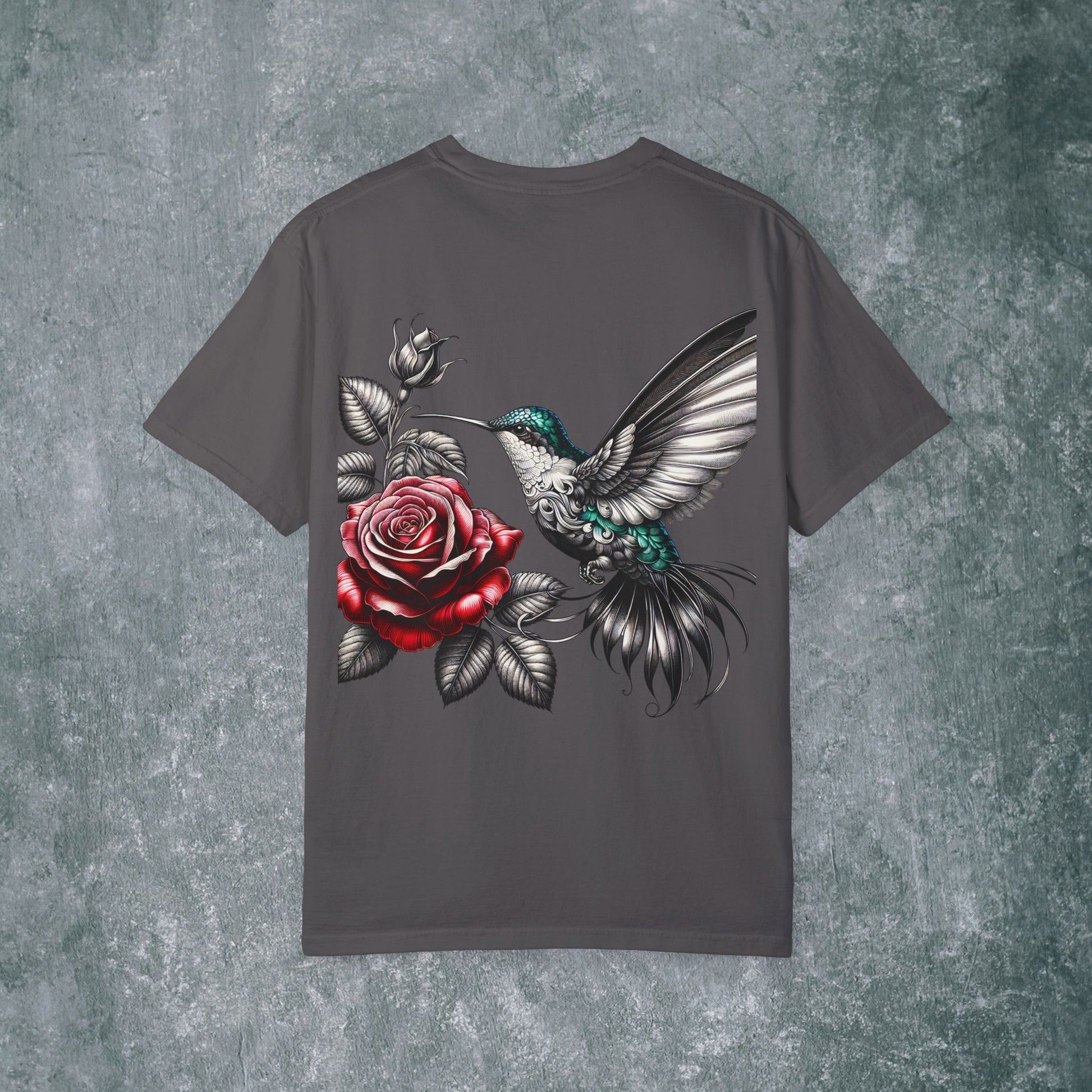 Vintage Floral Hummingbird T-Shirt - With Back Print