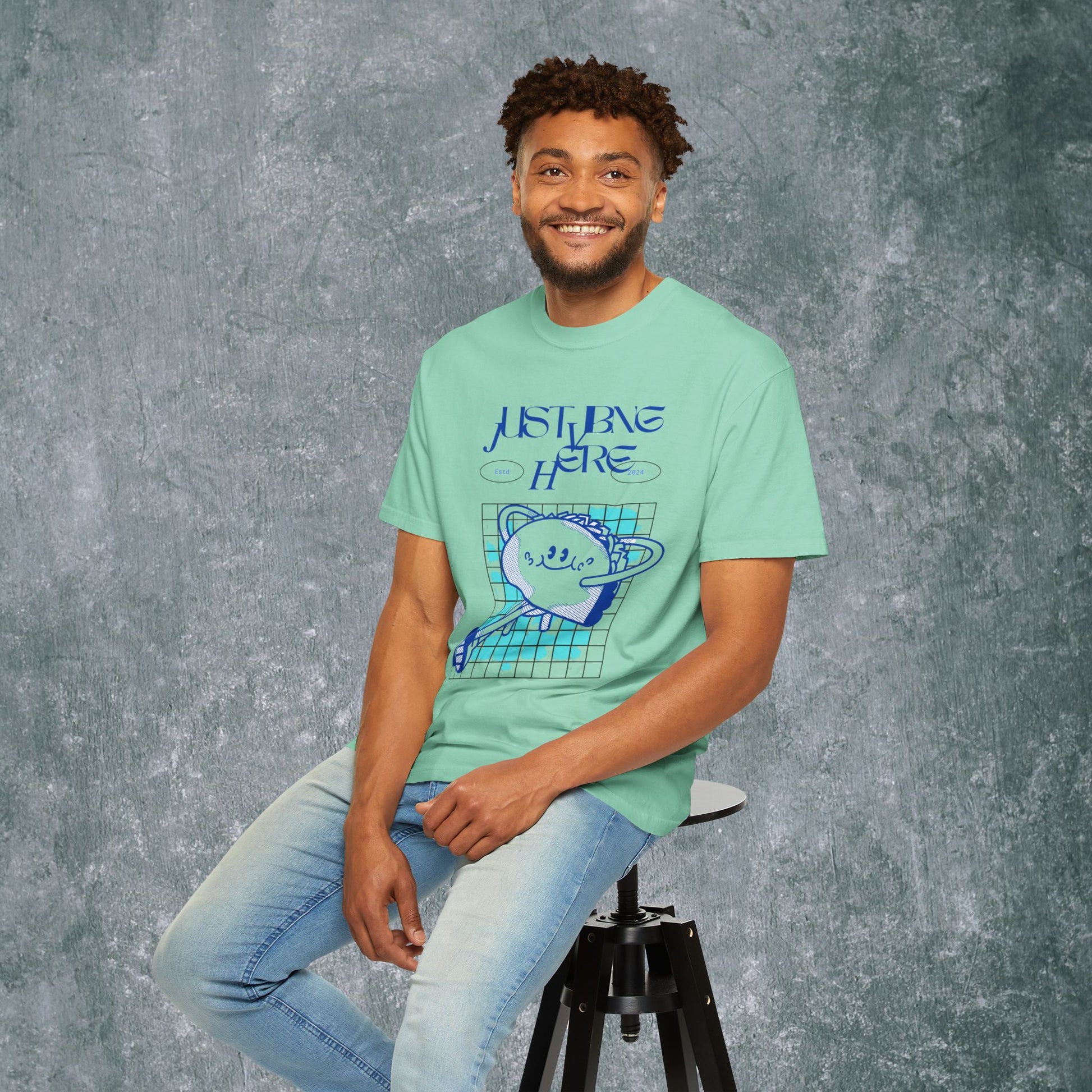 Playful Graphic Tee - 'Just Being Here' Unisex T-Shirt