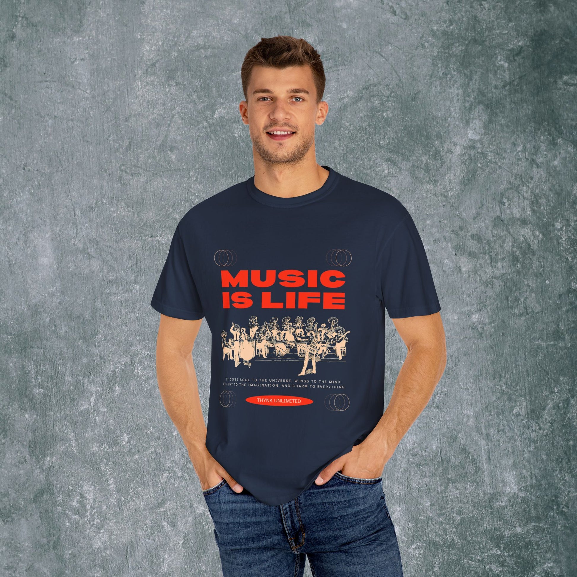 Music Is Life Unisex Garment-Dyed T-Shirt - Perfect for Music Lovers