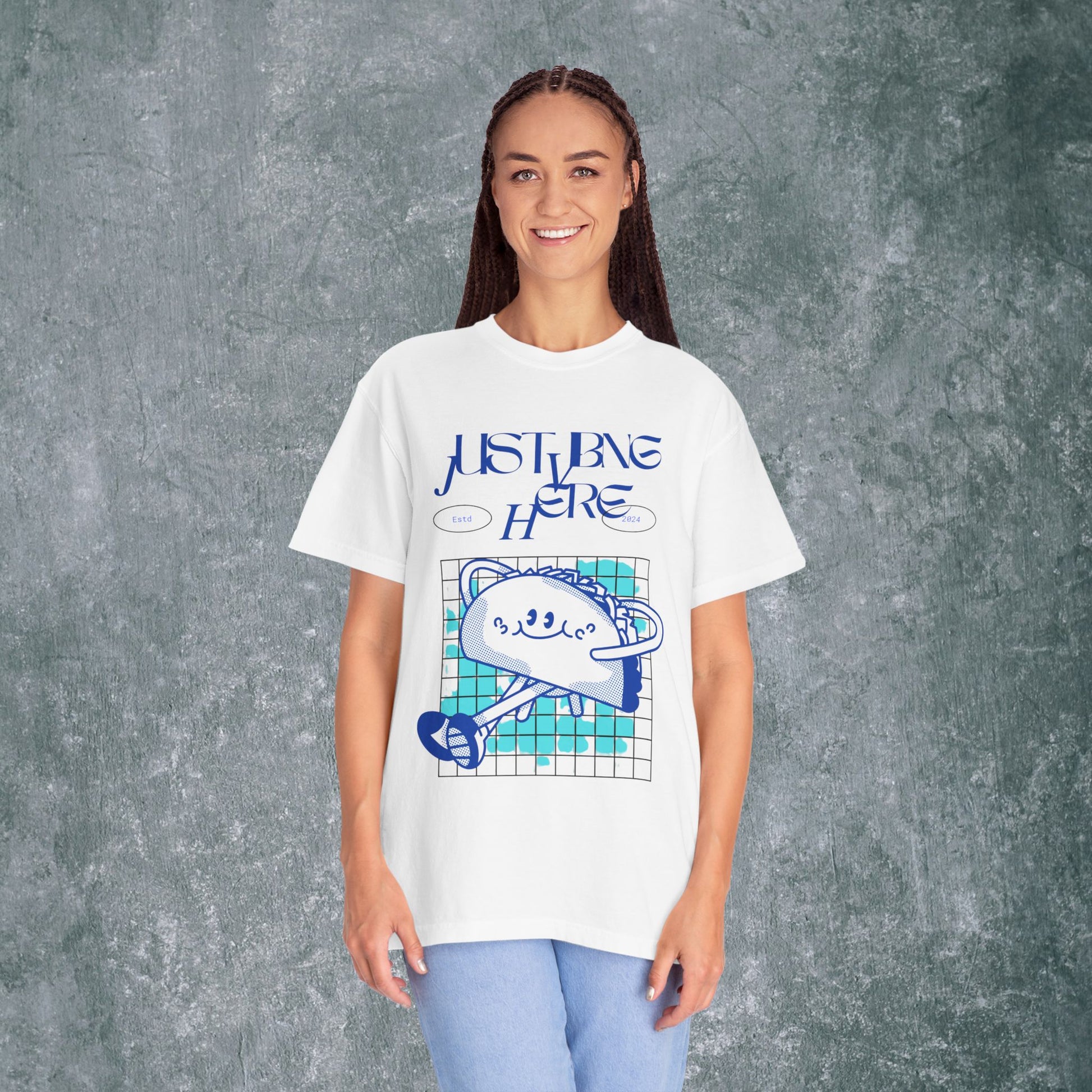 Playful Graphic Tee - 'Just Being Here' Unisex T-Shirt
