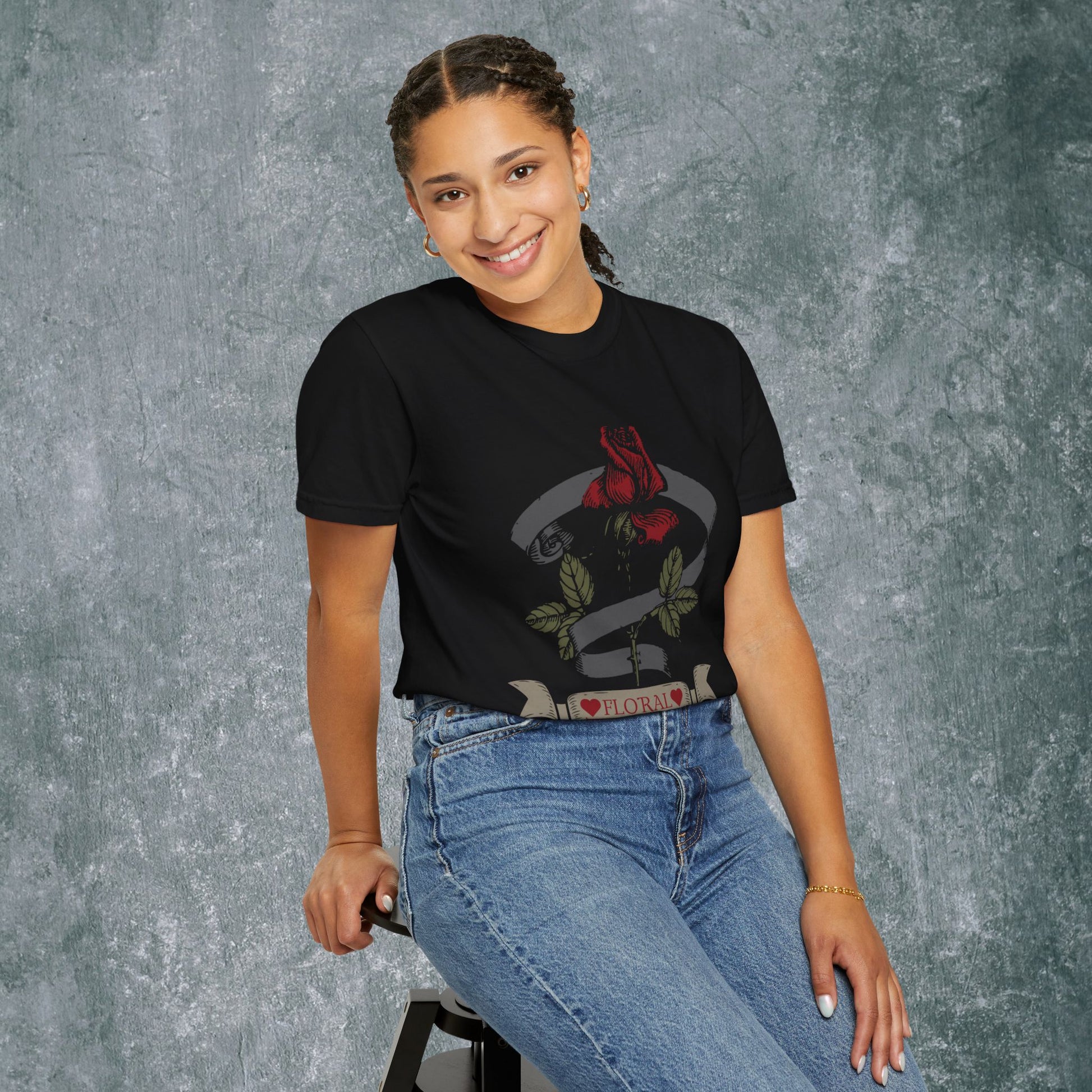 Floral Rose T-shirt - Vintage Vibes for Nature Lovers