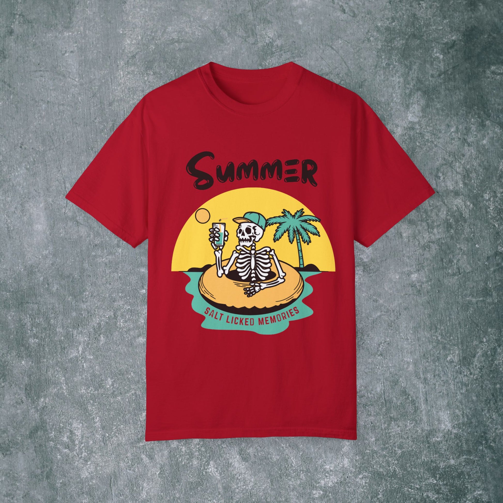 Vintage Summer Skeleton T-shirt - Salt Licked Memories - Unisex Garment-Dyed Tee