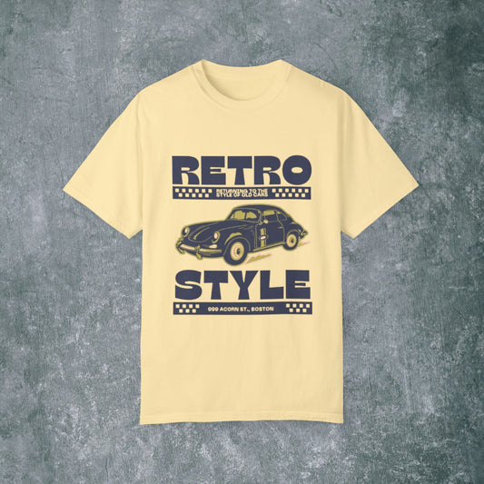 Retro Style Unisex Garment-Dyed T-Shirt - Vintage Car Design