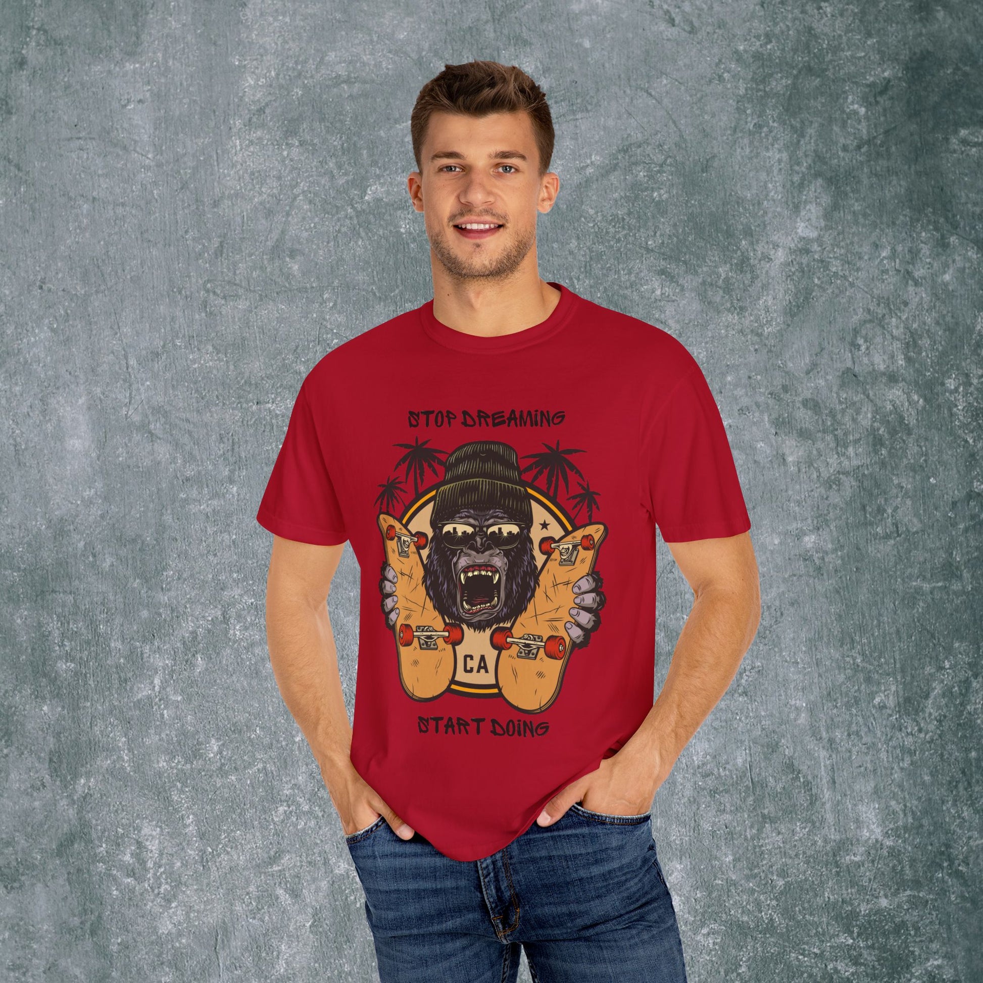 Unisex Garment-Dyed T-Shirt with Motivational Gorilla Design