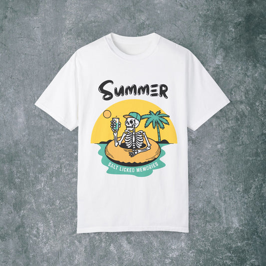 Vintage Summer Skeleton T-shirt - Salt Licked Memories - Unisex Garment-Dyed Tee
