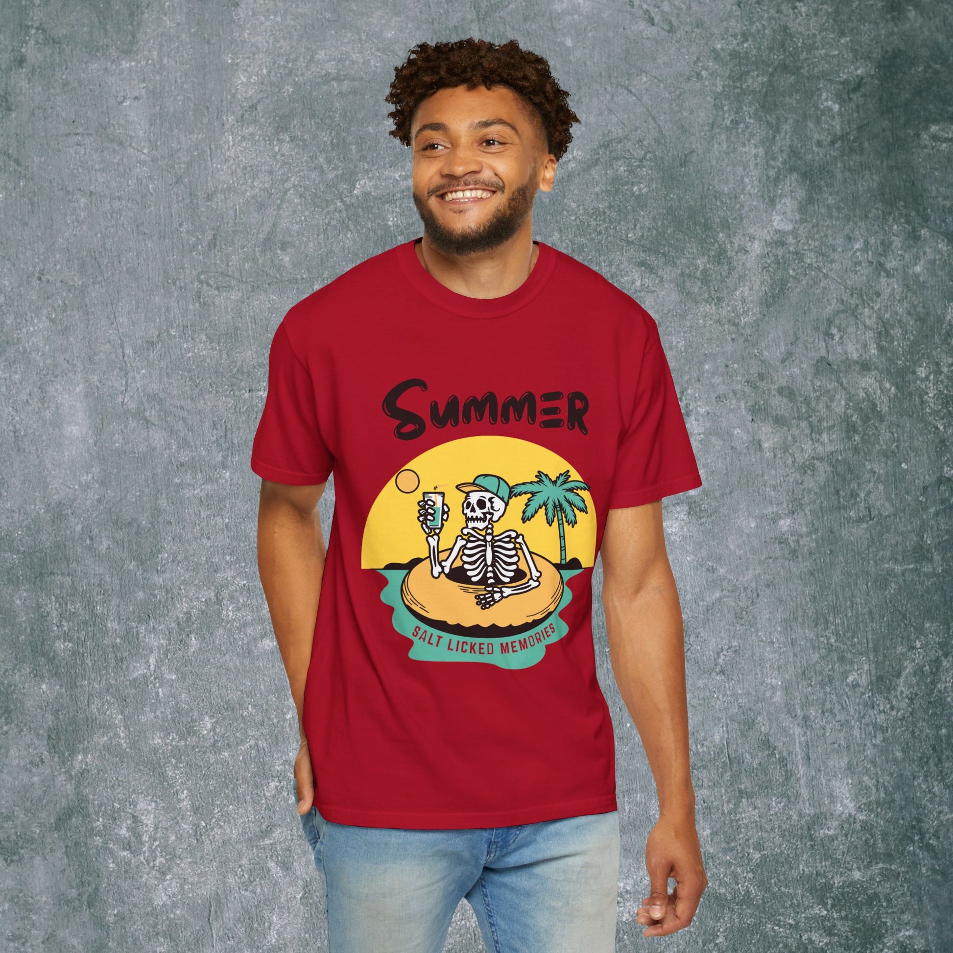 Vintage Summer Skeleton T-shirt - Salt Licked Memories - Unisex Garment-Dyed Tee