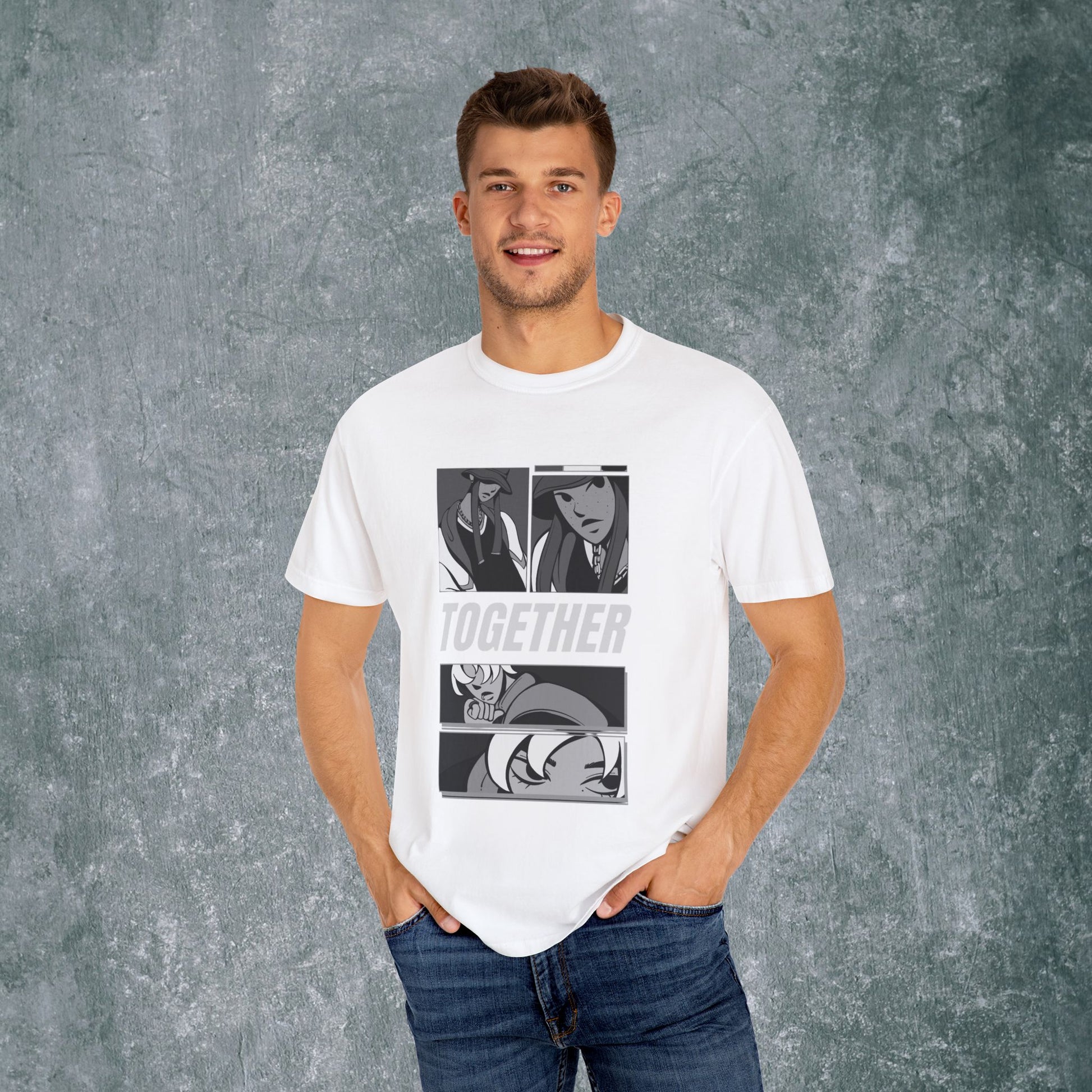 Together Unisex Garment-Dyed T-Shirt - Casual Graphic Tee for Friendship & Community