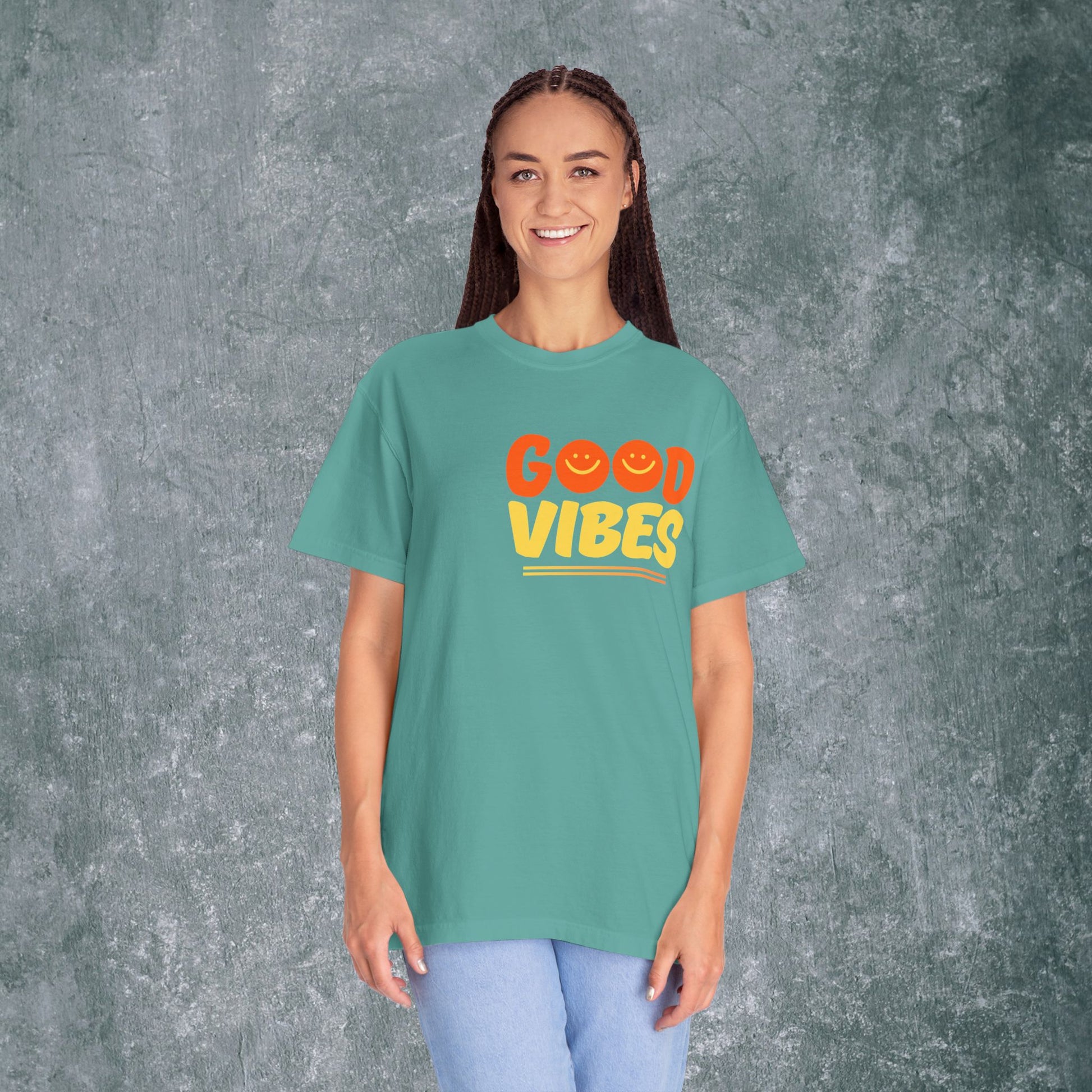 Good Vibes Unisex Garment-Dyed T-Shirt - Casual Summer Style