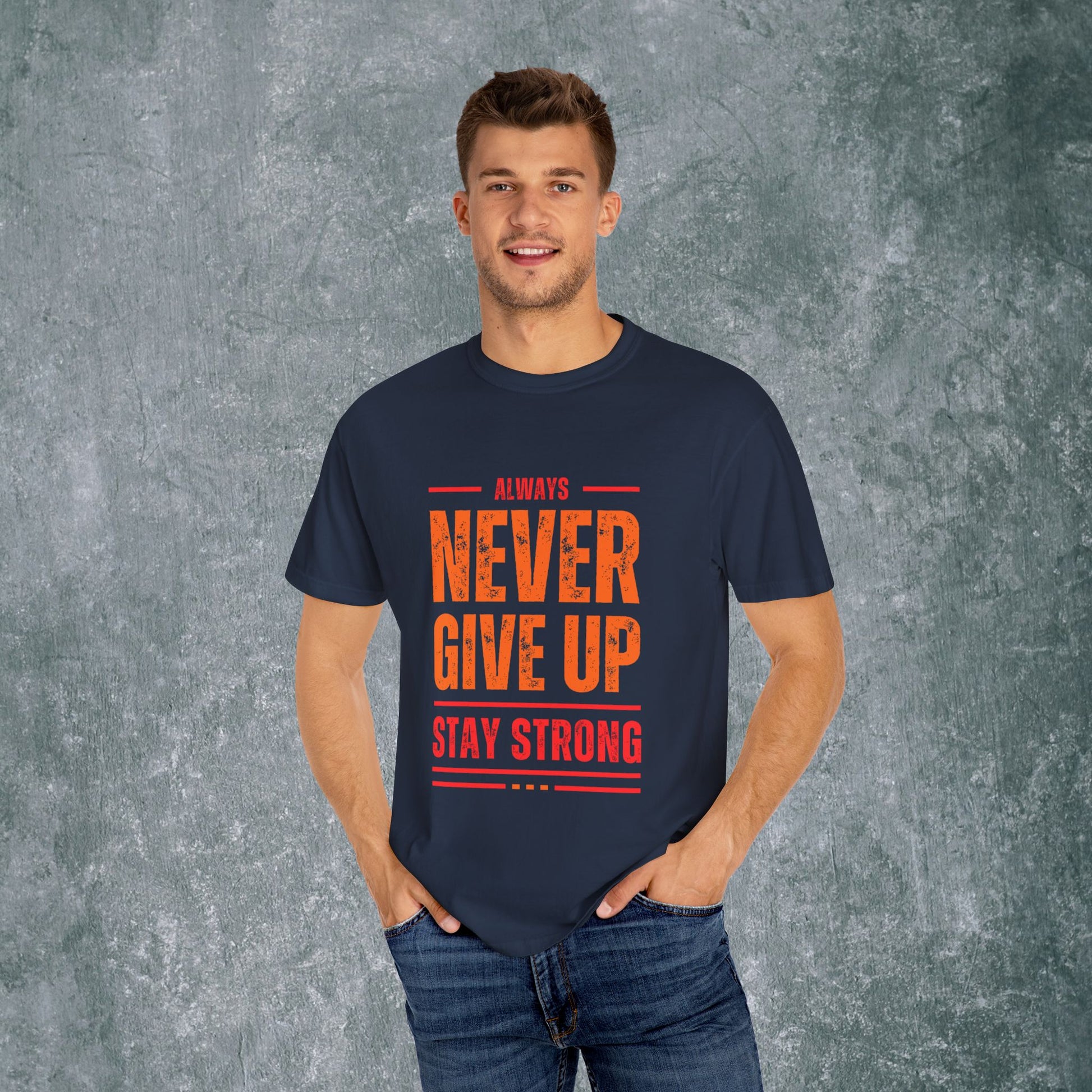 Garment-Dyed T-shirt with Bold Lines Design