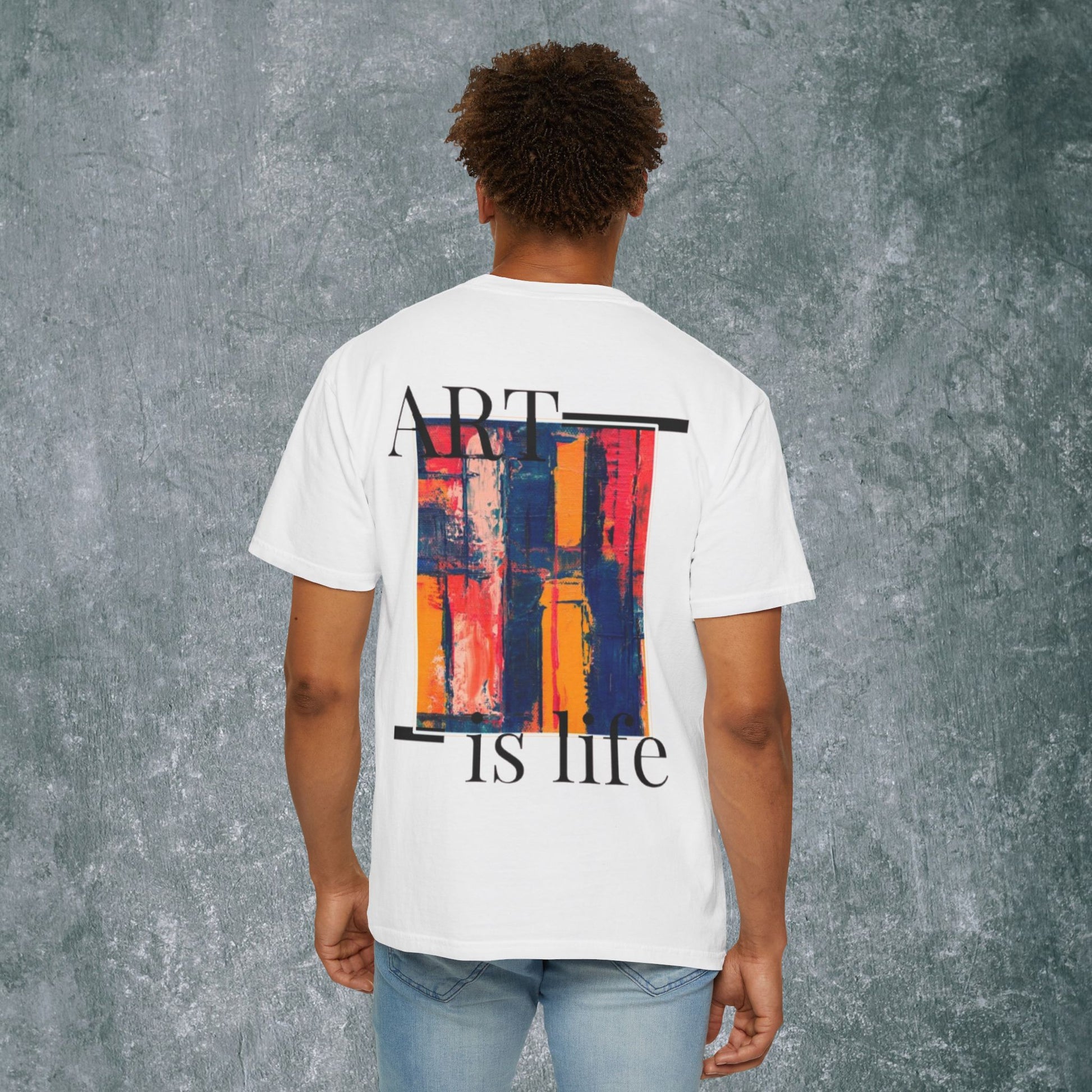 Art-Inspired Unisex Garment-Dyed T-Shirt with Back Print- 'Keep Creating Like No One's Watching'
