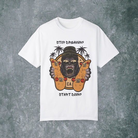 Unisex Garment-Dyed T-Shirt with Motivational Gorilla Design